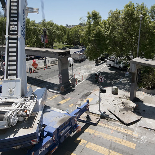 Image of Steiner bridge being demolished