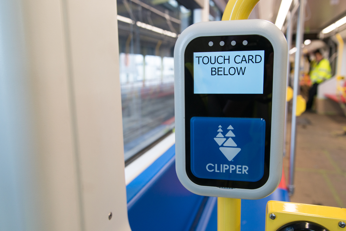 view of Clipper Card payment machine on LRV