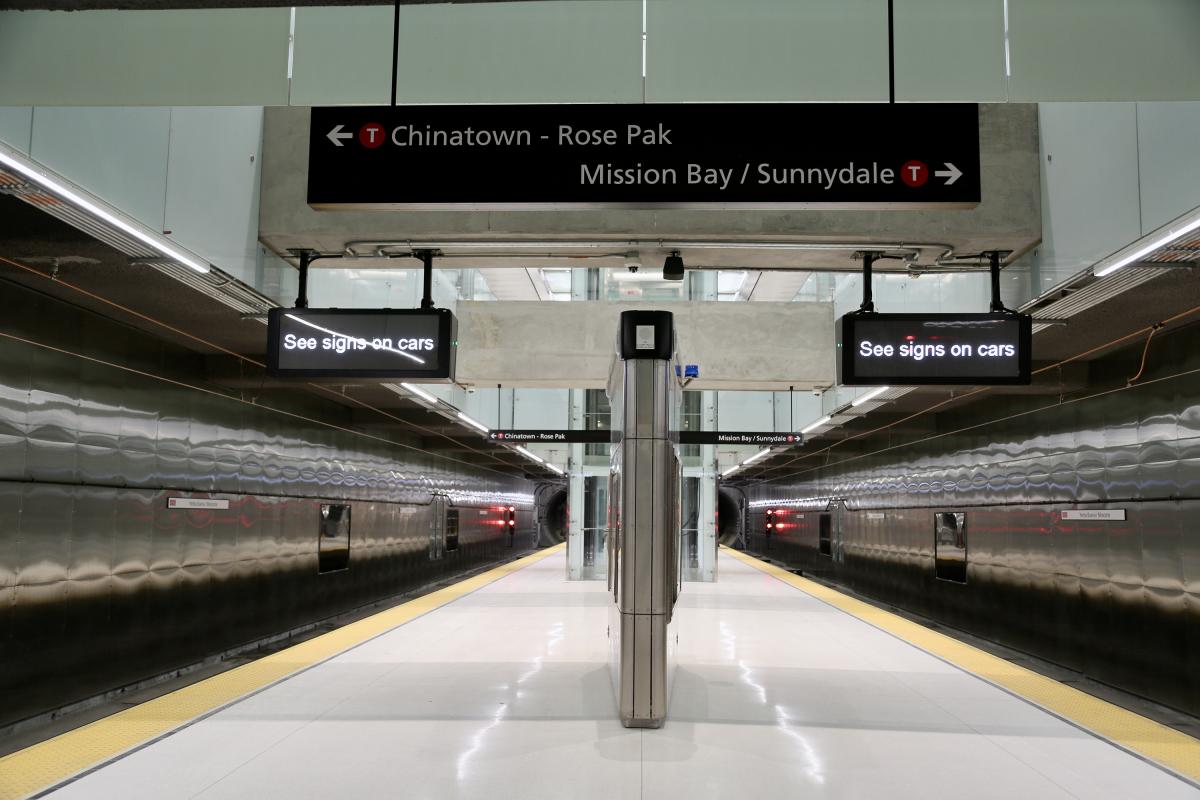 Platform at Yerba Buena Moscone Station