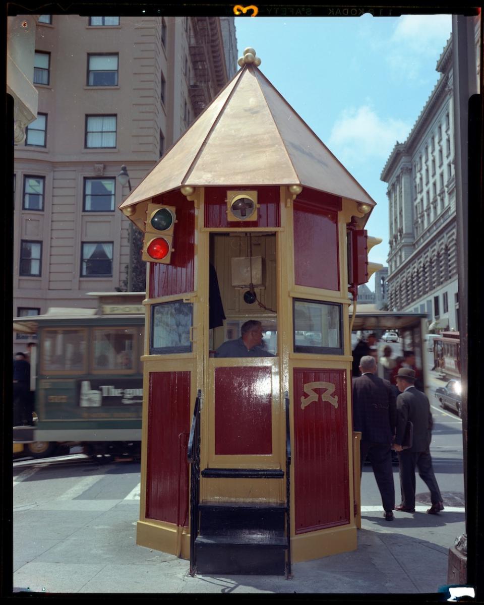 A 1967 photo showing the newly repainted and copper-roofed signal tower.