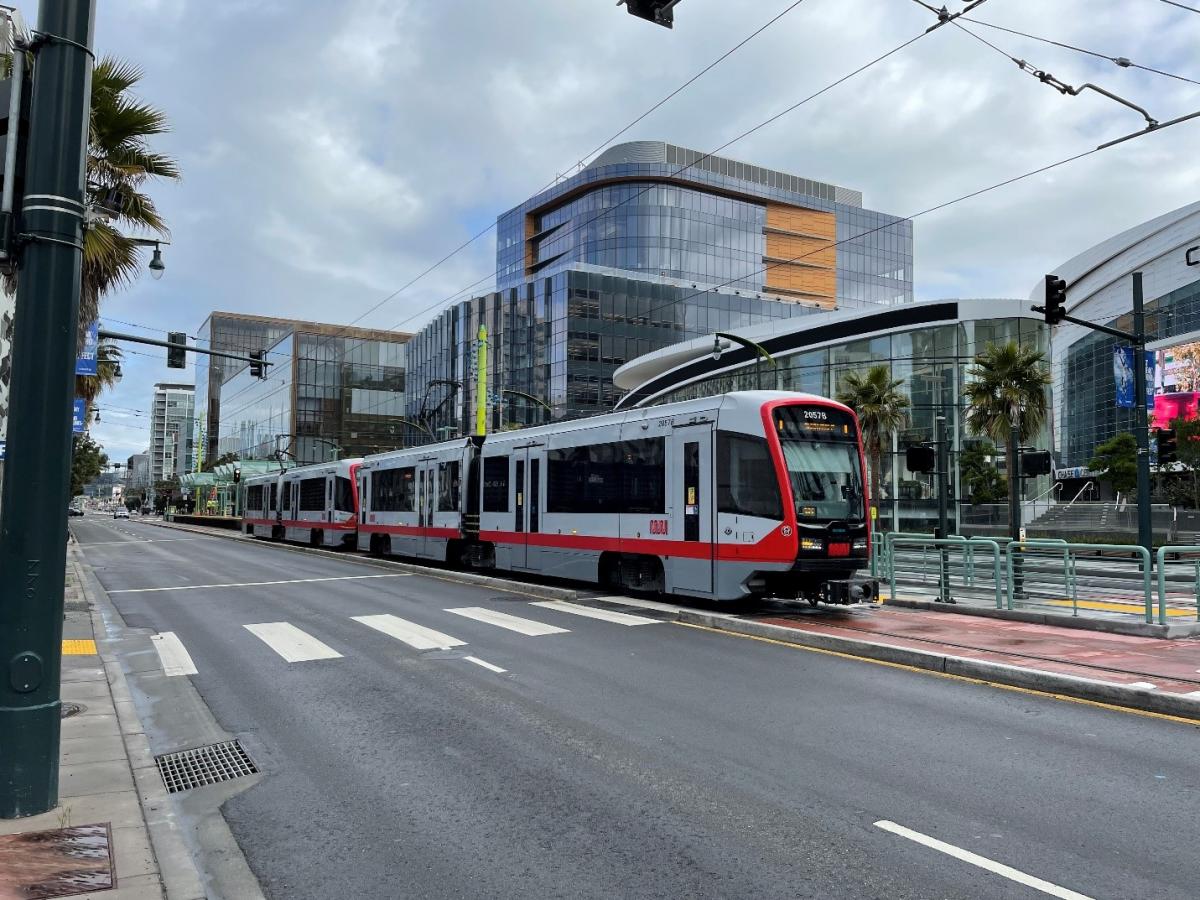 Muni Metro traveling on 3rd Street