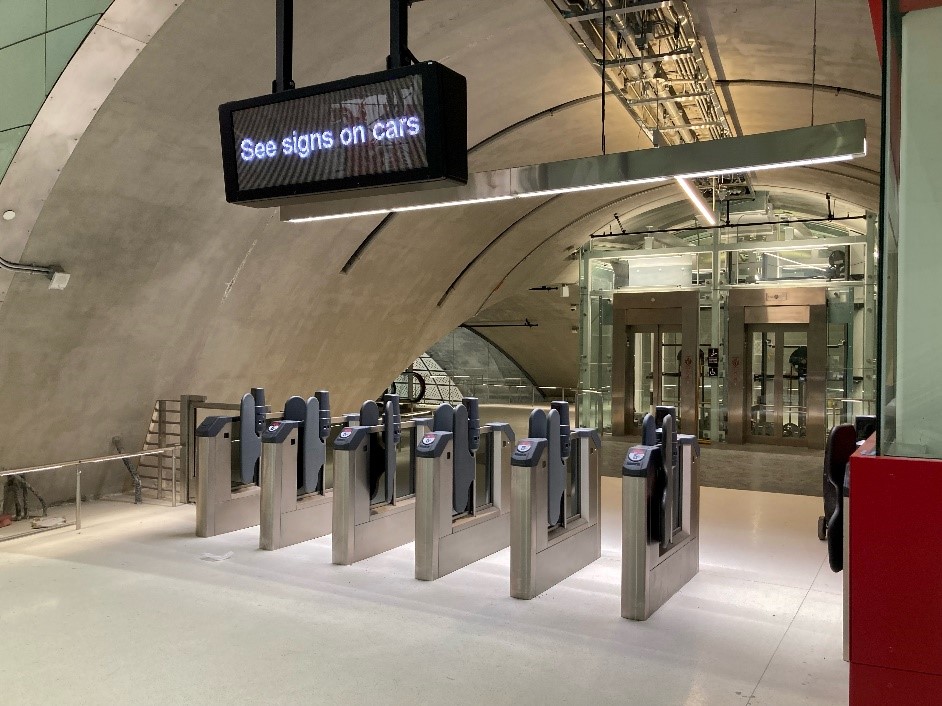 Recently installed fare gates at Chinatown/Rose Pak station