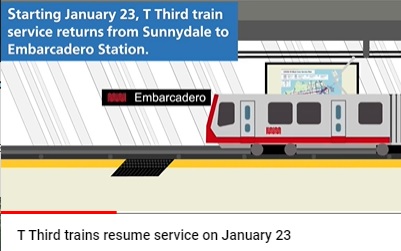 Animated video of T Third trains switching back at Embarcadero