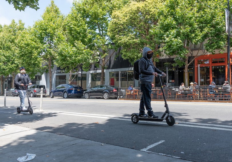 Photo of scooter riders along Valencia Street