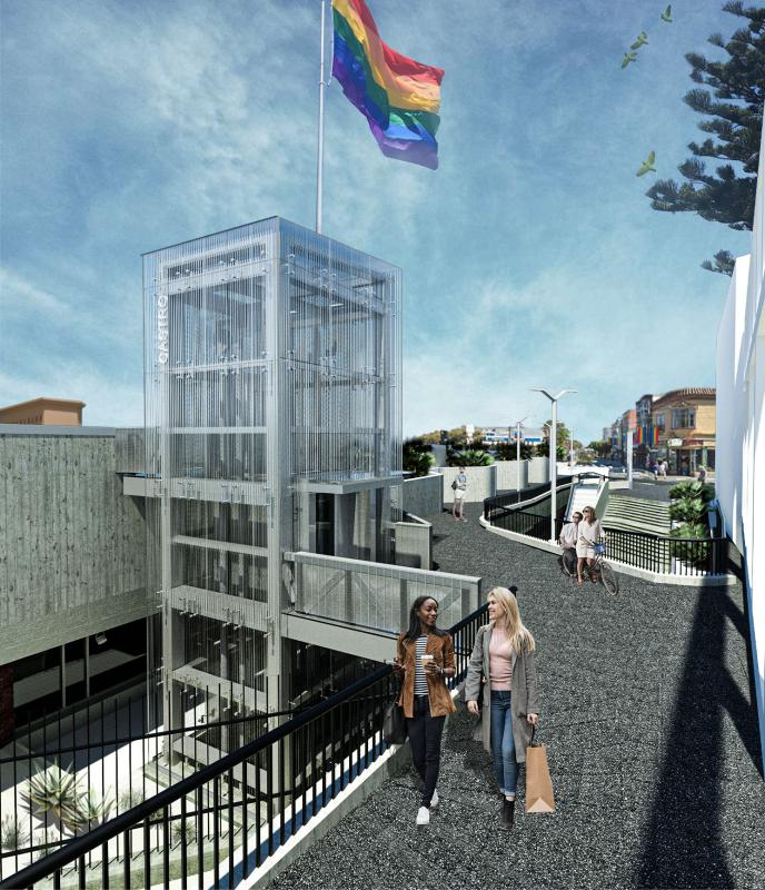 View of the improved Castro Station Elevator looking towards the East.