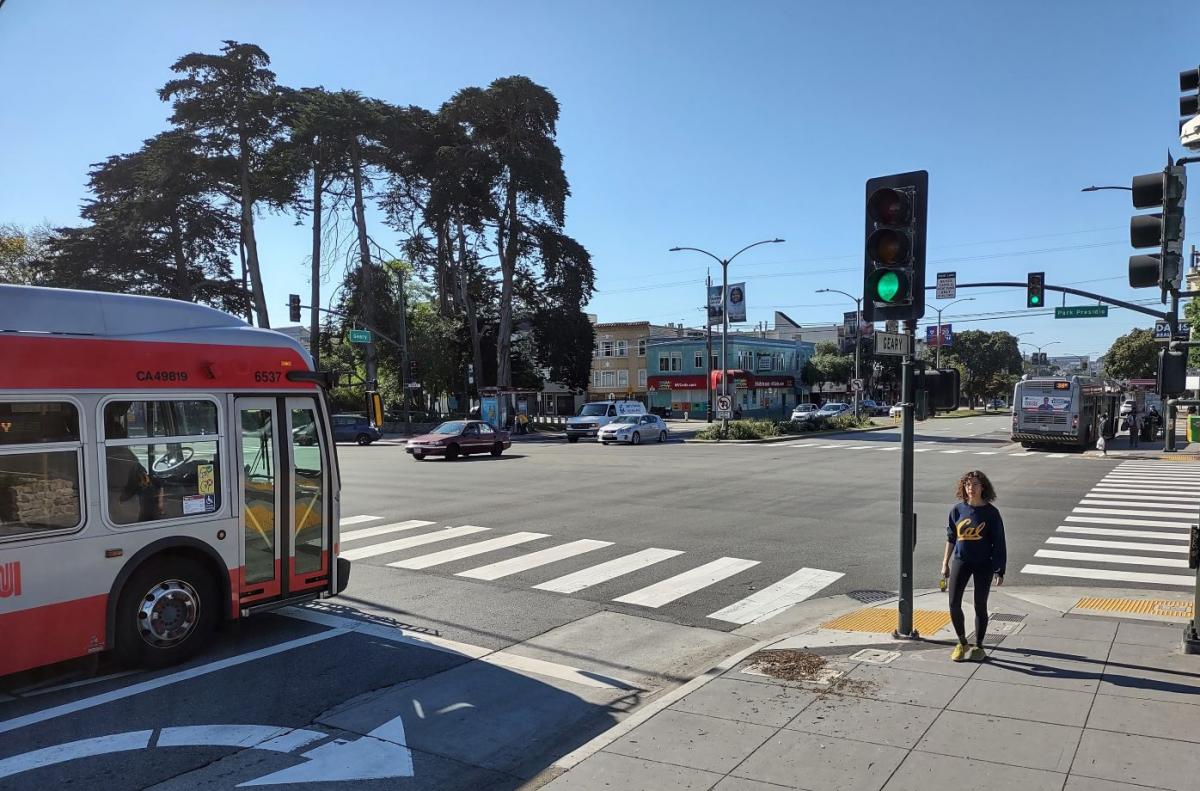 SFMTA is proposing bus stop improvements on Geary at Park Presidio