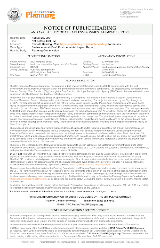 Notice of Availability from San Francisco Planning. Image links to Planning Department Environmental Review Documents webpage.