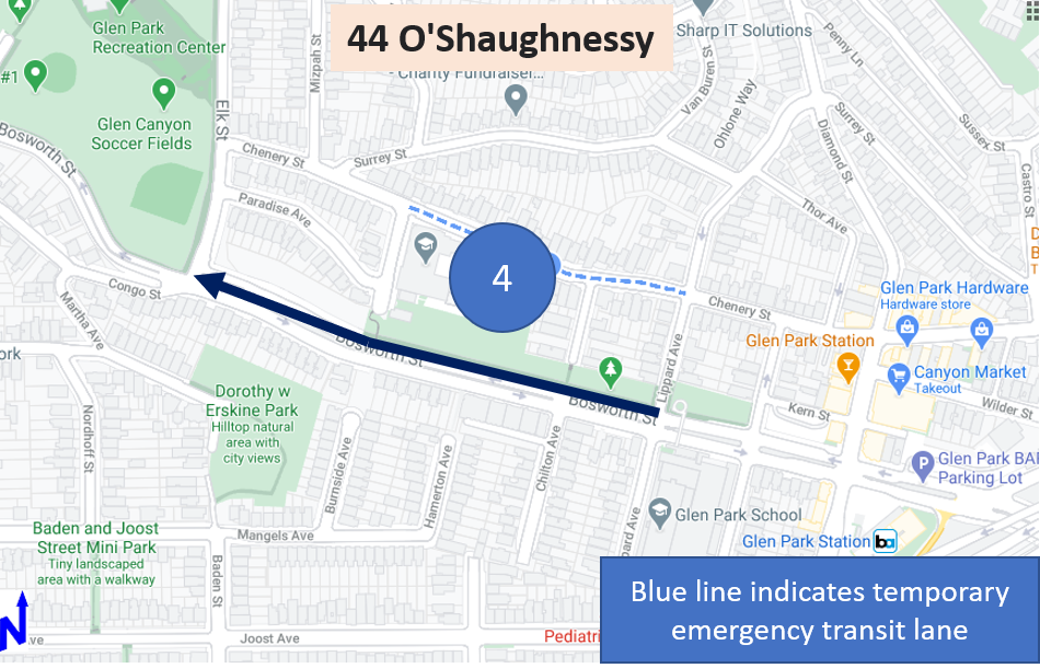 Temporary transit lane northbound on Bosworth from Lippard to Elk