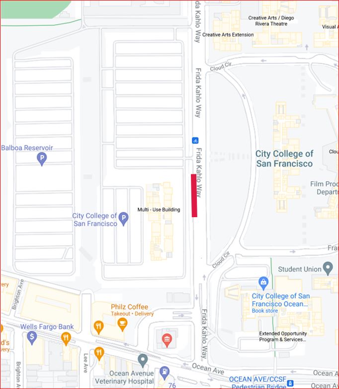 Map for the temporary taxi stand