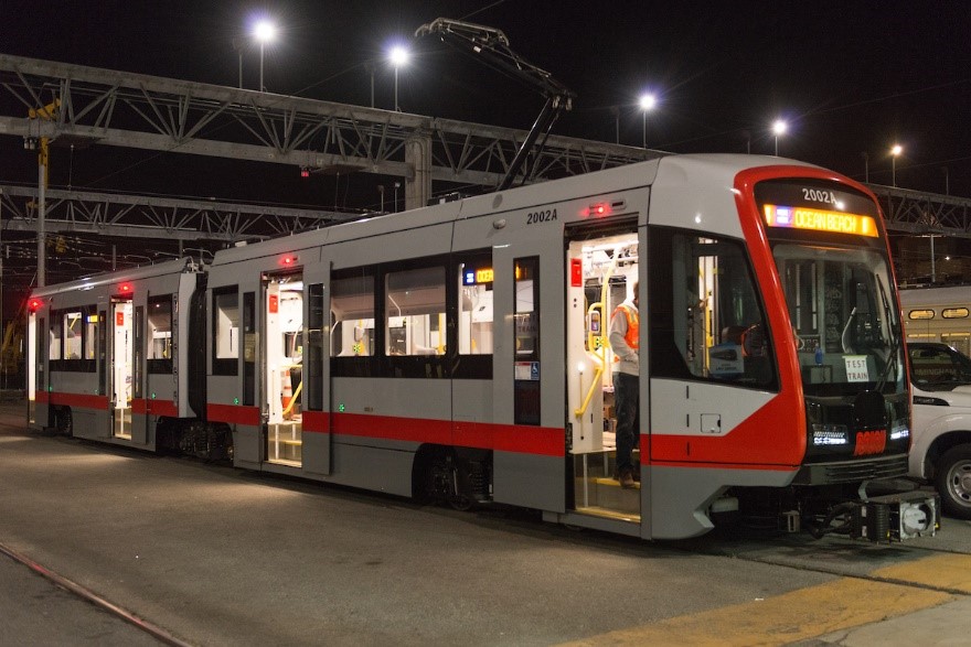 photo of train at night