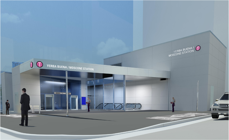 Graphic of Yerba Buena / Moscone Station from street level entrance