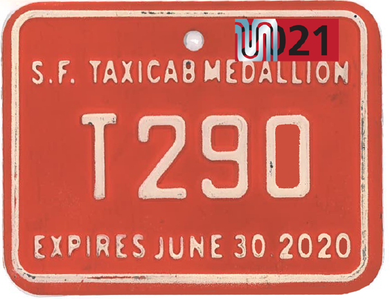 Current 2021 medallion plate with 2021 permit sticker