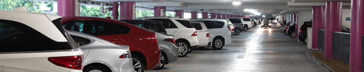 Cars parked in a garage