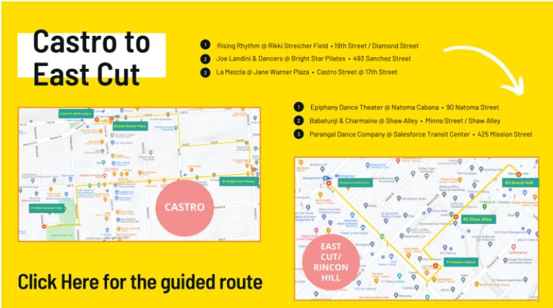 Image shows route information for San Francisco Trolley Dances which can be found at epiphanydance.org
