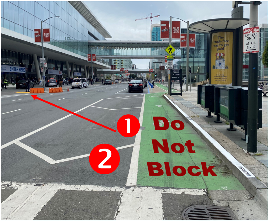 Position of the temporary taxi stands in front of Moscone Center