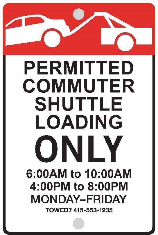Permitted shuttle-only white zones sign