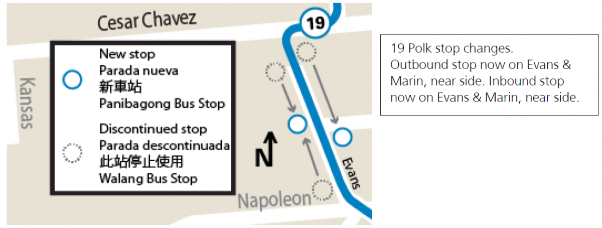 Map showing 19 Polk stop relocations