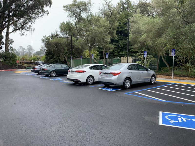 New accessible parking spaces in the newly repaved Bandshell lot
