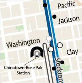 Map showing stop relocation at Stockton & Washington