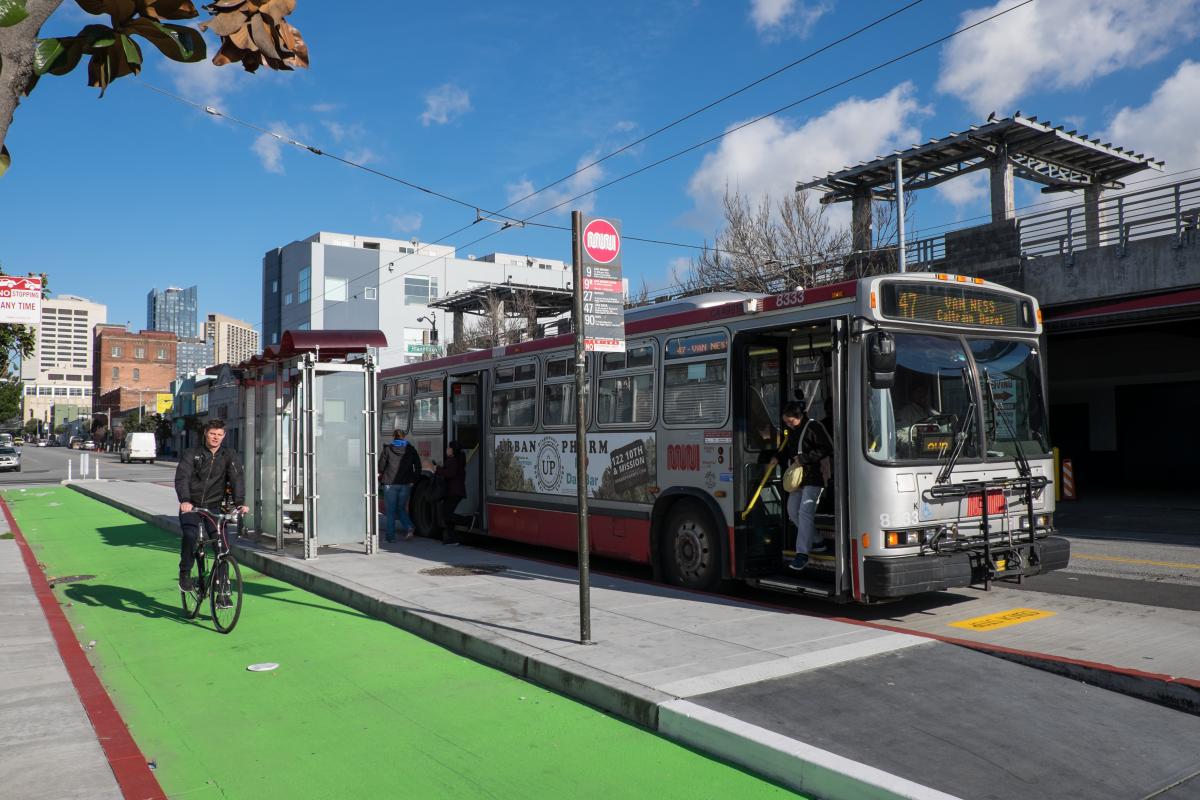 Transit Island with Integrated Bike Lane at 11th and Harrison