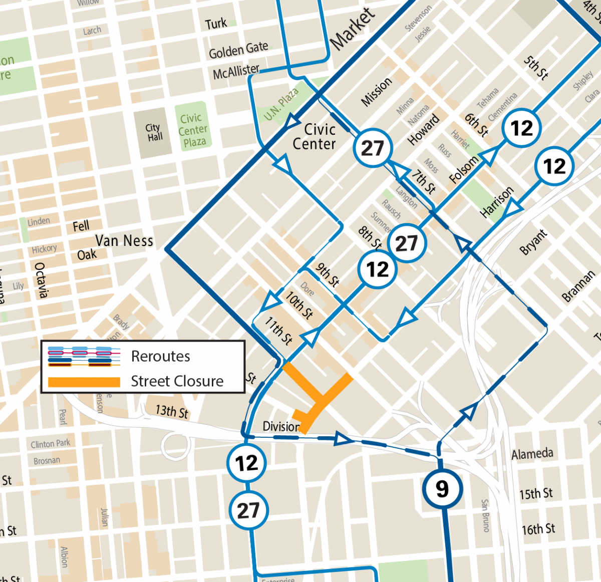 Bearrison Street Fair Muni Reroute Map