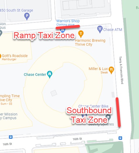 Chase Center Taxi Stand Map