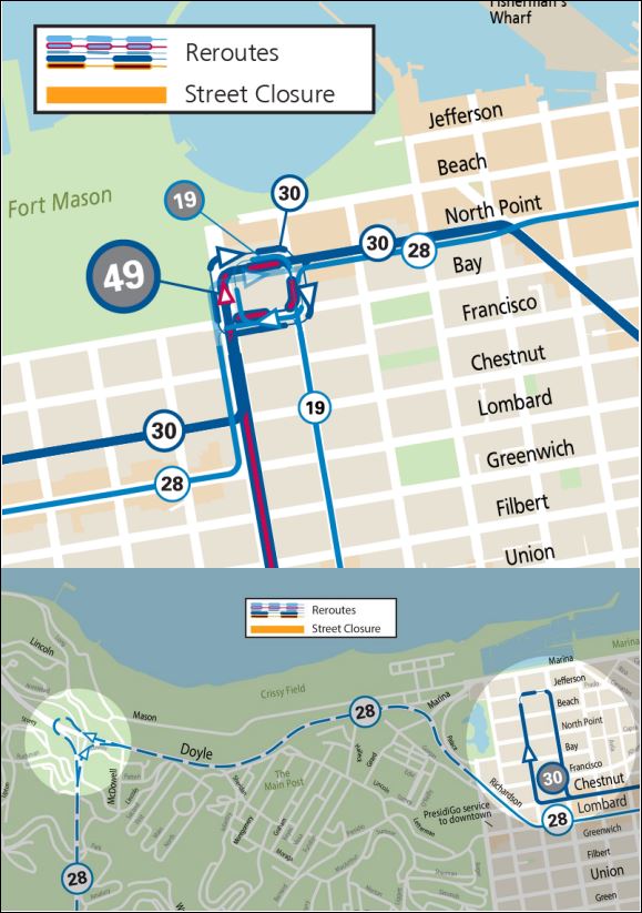 Golden Gate Half Marathon Muni Reroute Map 2022