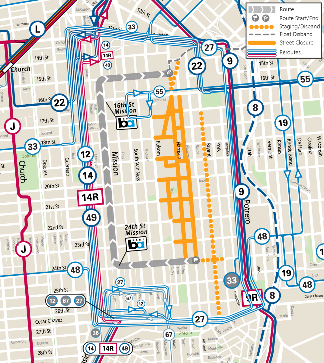 2022 Carnaval Muni Reroute Map