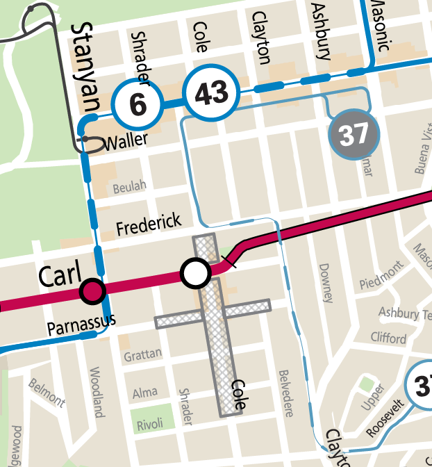 Cole Valley Street Fair Reroute Map