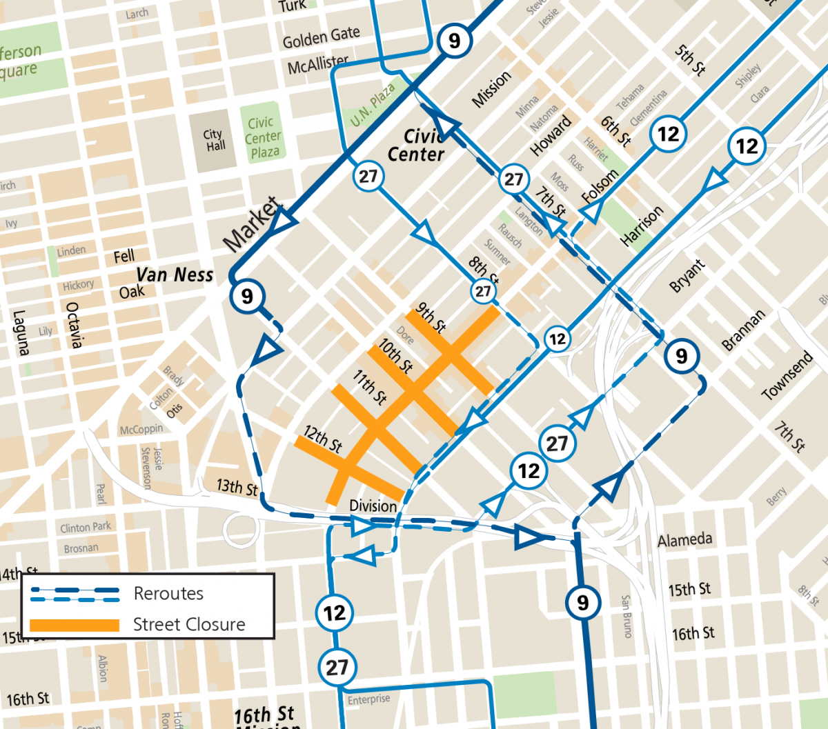 Folsom Street Fair Reroute Map