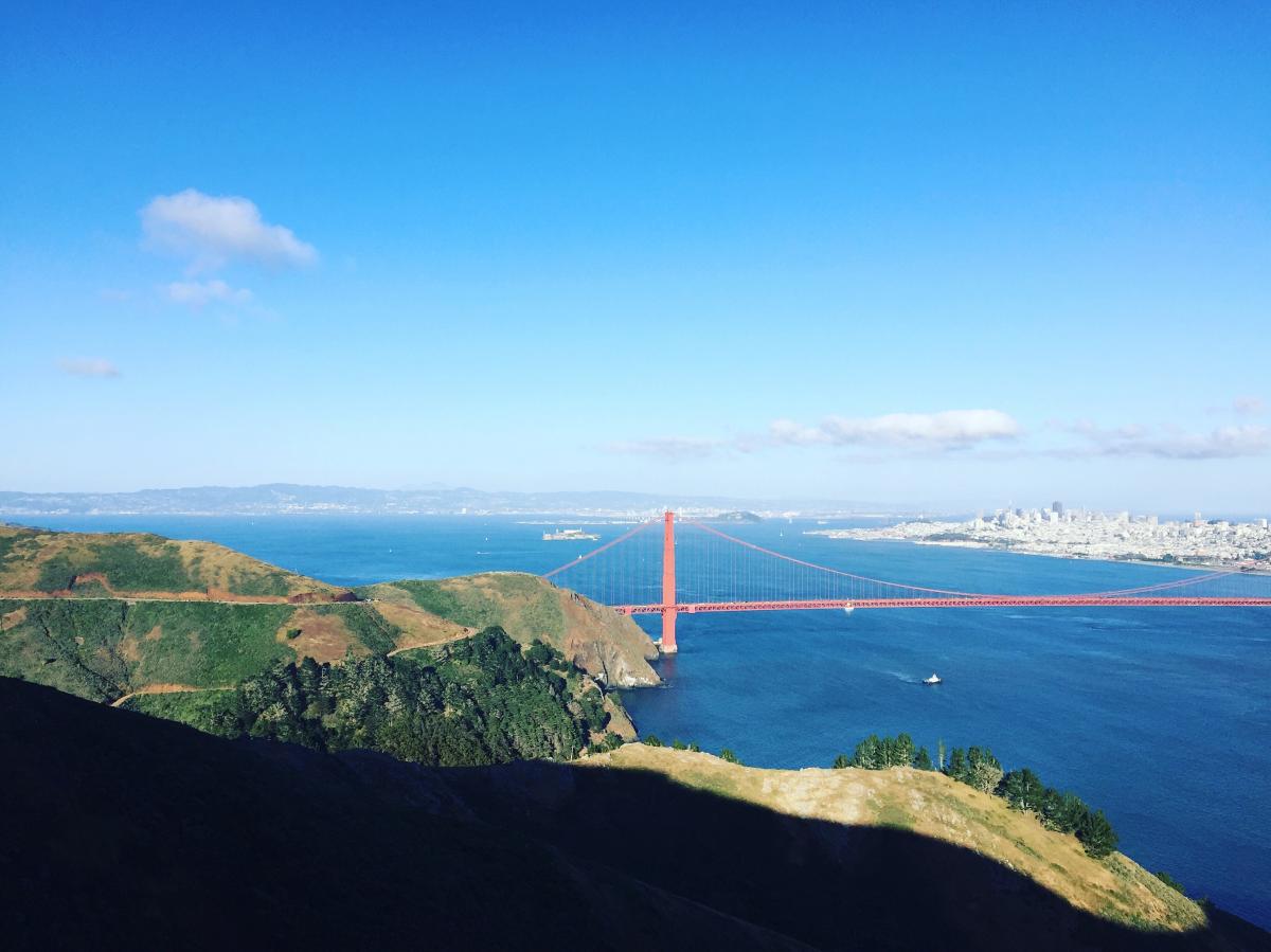 View from southern Marin overlooking the Golden Gate Bridge and San Francisco skyline 