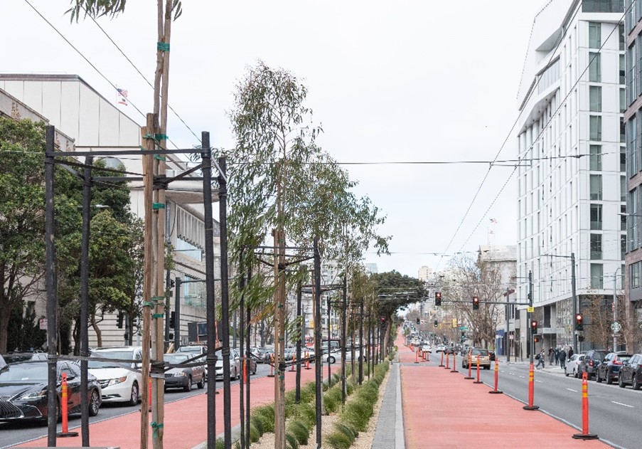 New Van Ness Avenue transit lanes open to Muni and Golden Gate Transit buses April 1, 2022.