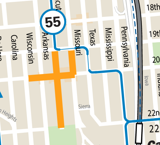 55 Dogpatch reroute map for Potrero Hill Festival