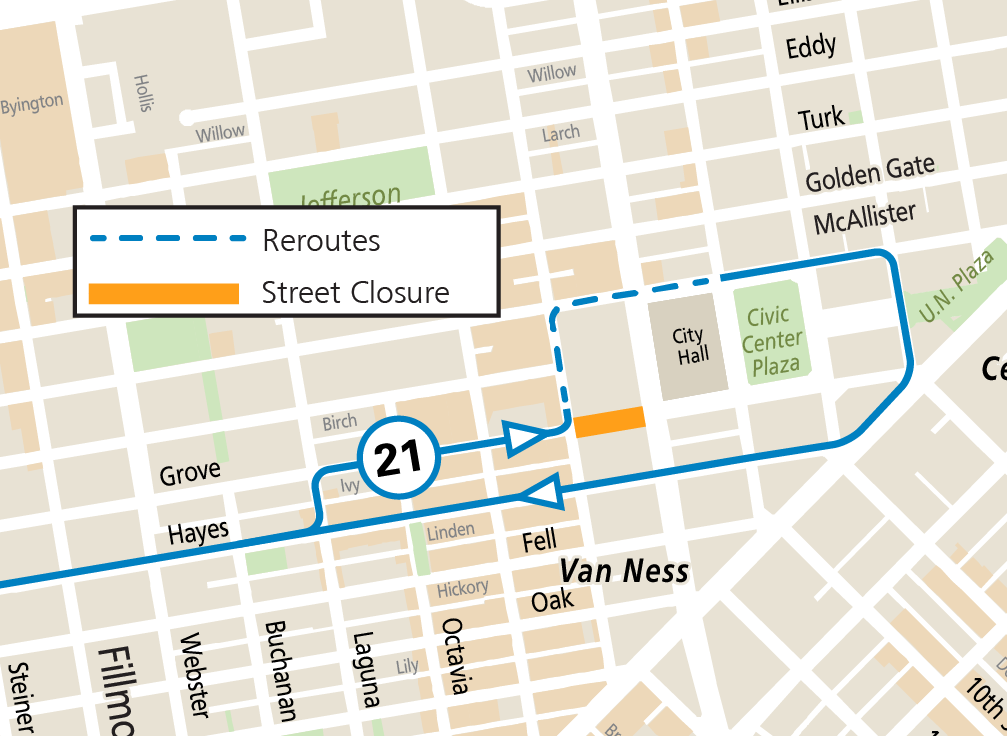 Inbound 21 reroute map