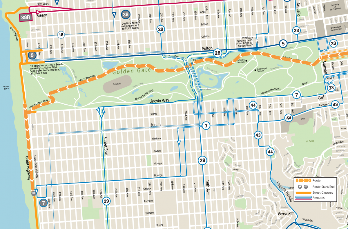 Bay to Breakers GGP route map