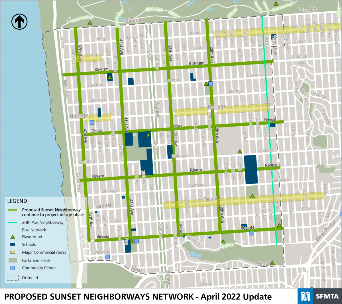 Updated Sunset Neighborways Project Map - April 2022
