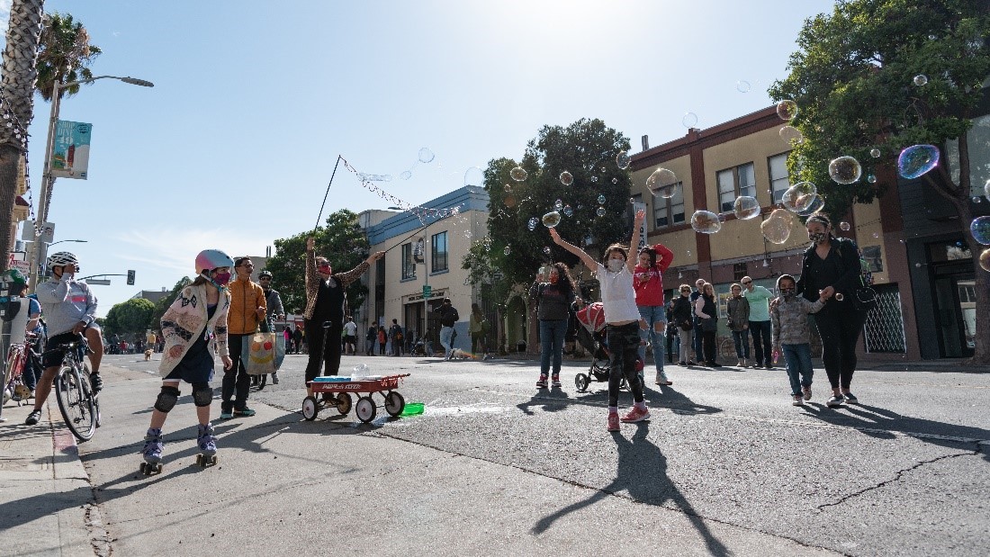 Children playing on a slow street   