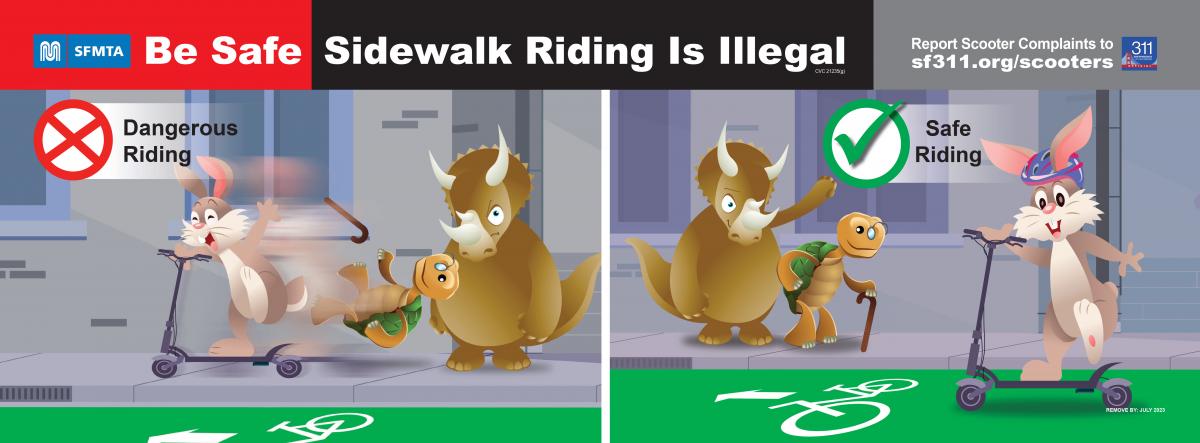 Be Safe, Sidewalk riding is illegal