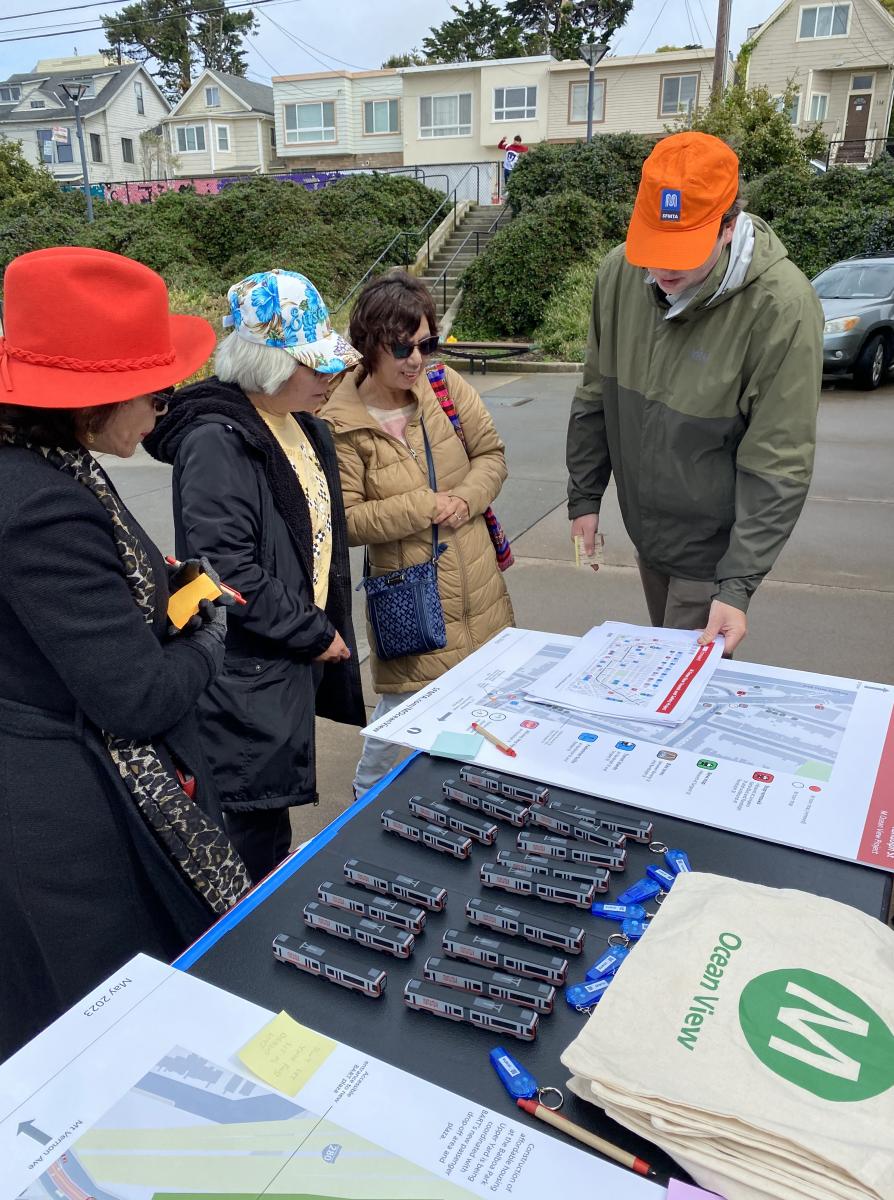  An SFMTA staff member shows project diagram 