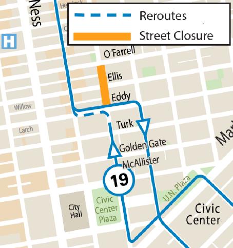 Map of Larkin Shared Spaces 19 Polk reroute