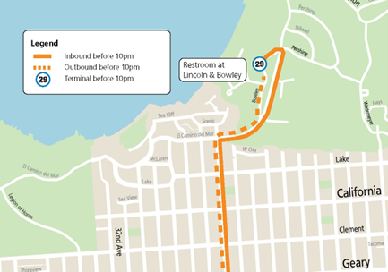 Map showing existing 29 northern terminal prior to 10pm