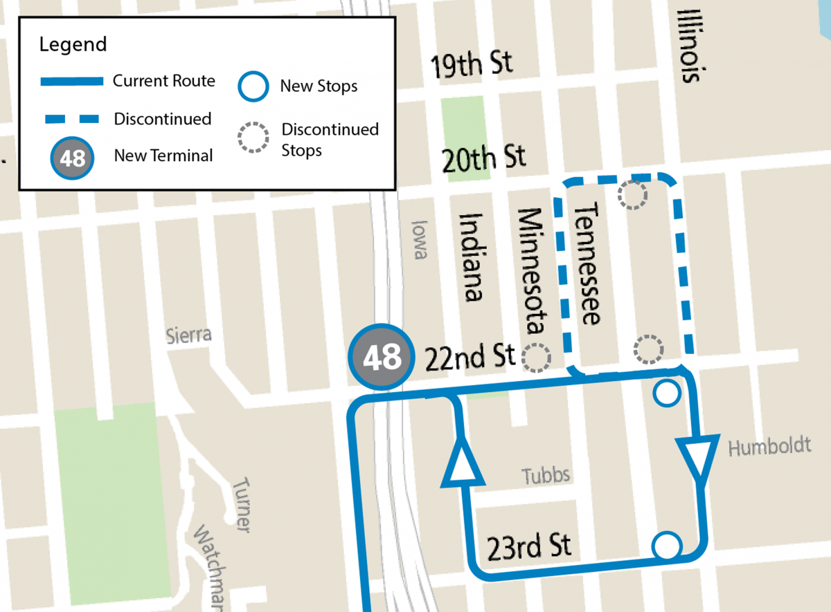 Graphic of 48 route change