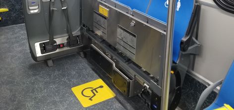 Securement area on a New Flyer Bus