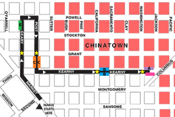 Temporary taxi stand in China Town for Chinese New Year Parade 20223