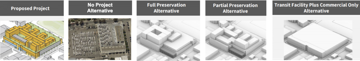 renderings of building variation alternatives for the Project site submitted for DEIR