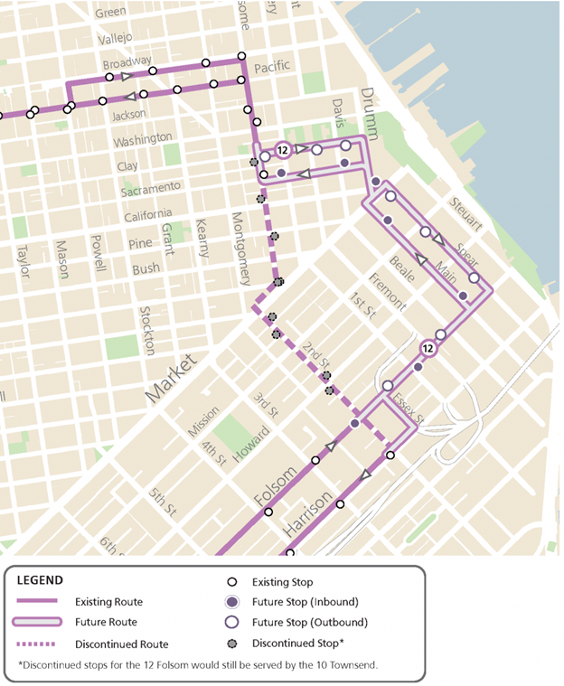 Map showing the 12 Folsom Rincon Hill extension 