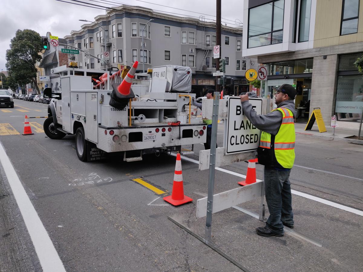 Bikeway closed on Valencia due to construction