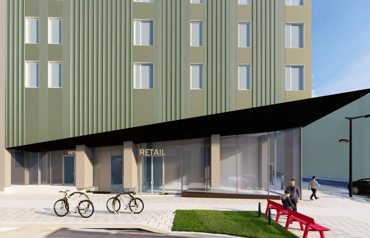 Rendering of retail space at Bryant and Mariposa streets