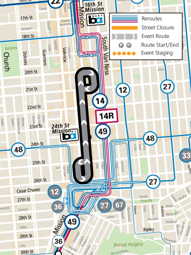 SF Lowrider Reroute map