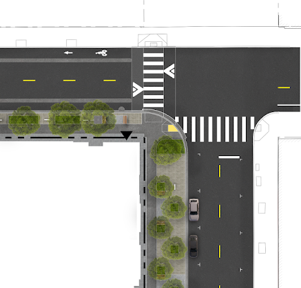 proposed crosswalk configuration at Hampshire and 17th streets